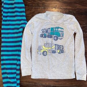 Kids Pajamas with Truck Design - Gray and Blue